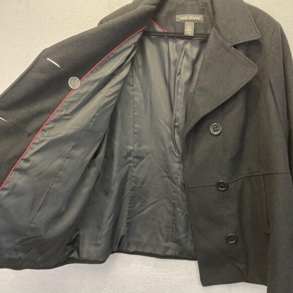 Lane Bryant Double Breasted Peacoat Womens 3X 22/24 Plus Black Wool Jacket Lined - Picture 15 of 16
